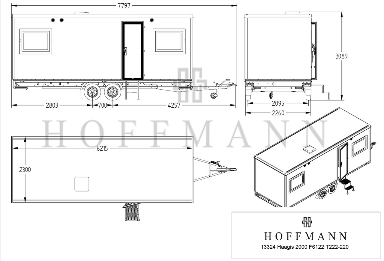New Caravan Respo RESPO Baustellen Wohnanhänger 620x220 cm  Küche / Bad / 4 Betten: picture 3
