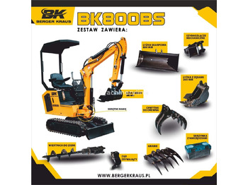 Berger Kraus Mini Excavator BK800BS torsion arm with FULL equipment - Mini excavator