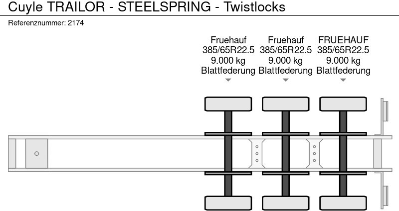 Dropside/ Flatbed semi-trailer Cuyle TRAILOR - STEELSPRING - Twistlocks: picture 12