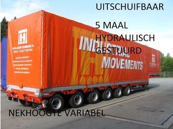 Low loader semi-trailer MEUSBURGER MPG-6 / 6ass semi, 5x stuuras, 7,50 mtr uitschuifbaar, huif/schuifkap: picture 1