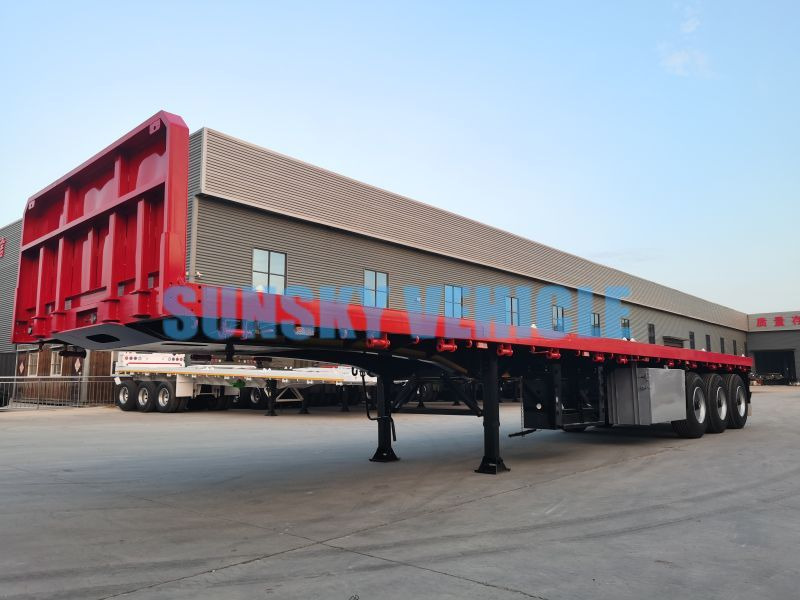New Dropside/ Flatbed semi-trailer for transportation of bulk materials SUNSKY 40FT 3 axle flatbed trailer: picture 7