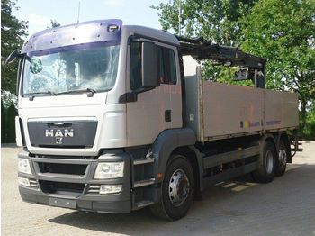 Dropside/ flatbed truck MAN TGS 26.480 6x2 Pritsche Kran TEREX 125.2 A12