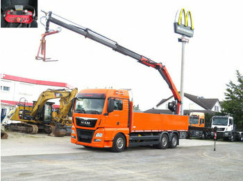 Dropside/ Flatbed truck, Crane truck MAN TG-X 26.480 6x2-2 LL Pritsche Heckkran: picture 1