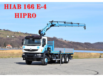 Crane truck, Dropside/ Flatbed truck Renault KERAX 370 * HIAB 166 E-4 HIPRO / 6x4 * TOP: picture 1