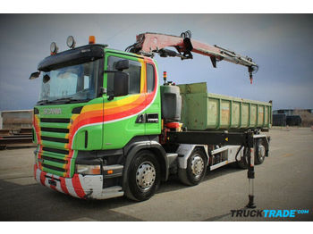Hook lift truck Scania R420LB 8x2*6 Kette mit Kran: picture 1