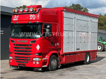 Scania R520 V8 4x2 Blatt/Luft KA-BA 3-Stock m. Hubdach  - Livestock truck: picture 1