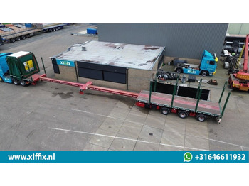 Dropside/ Flatbed semi-trailer Meusburger 3-ass. Vlakke dubbel 2x uitschuifbare oplegger met huifopbouw / 3x ge: picture 4