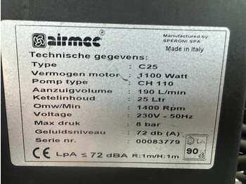 New Air compressor Airmec C25 Oliegesmeerde Zuigercompressor 1.65 PK 190 L / min 8 Bar Overstock: picture 3