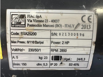 Air compressor Airmec FIAC BXA 25200 Elektrische Zuigercompressor 2 PK 150 L / min 8 Bar: picture 3