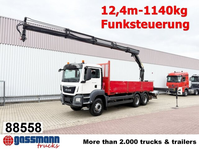 MAN TGS 33.400 6x4 BB, Navi, Heckkran PK18002-EH C, - Dropside/ Flatbed truck, Crane truck: picture 1 MAN TGS 33.400 6x4 BB, Navi, Heckkran PK18002-EH C, - Dropside/ Flatbed truck, Crane truck: picture 1