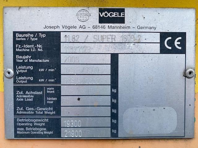 Vögele Super 1800-2 - Asphalt paver: picture 5 Vögele Super 1800-2 - Asphalt paver: picture 5