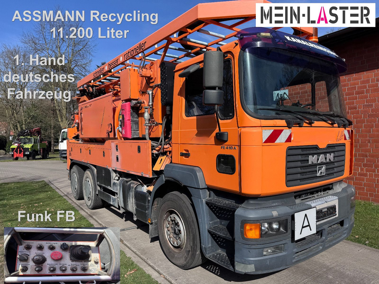 MAN FE 410 Assmann Saug HD Spüler Recycling + FB. - Vacuum truck: picture 1 MAN FE 410 Assmann Saug HD Spüler Recycling + FB. - Vacuum truck: picture 1