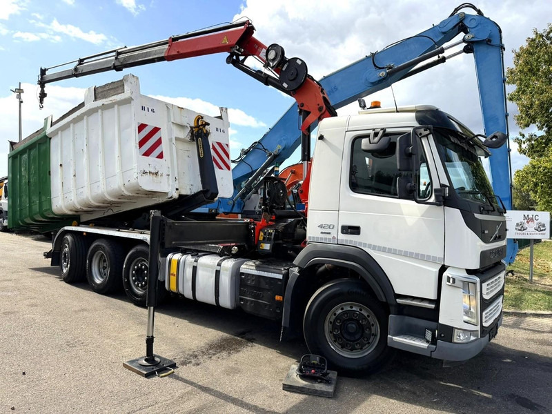 Volvo FM 420 8x2 HOOKLIFT + CRANE PALFINGER PK19.001 SLD B - *294.000km* - EURO 6 - LIFT + STEERING AXLE - I SHIFT - BE TRUCK - Hook lift truck, Crane truck: picture 1 Volvo FM 420 8x2 HOOKLIFT + CRANE PALFINGER PK19.001 SLD B - *294.000km* - EURO 6 - LIFT + STEERING AXLE - I SHIFT - BE TRUCK - Hook lift truck, Crane truck: picture 1