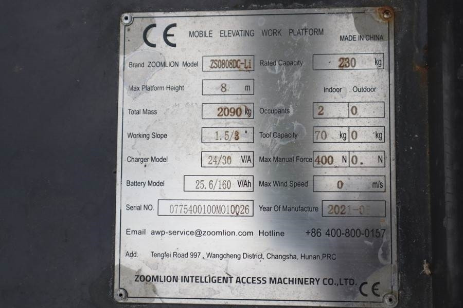 Leasing of Zoomlion ZS0808DC Valid Iinspection, *Guarantee! 10m Workin  Zoomlion ZS0808DC Valid Iinspection, *Guarantee! 10m Workin: picture 8