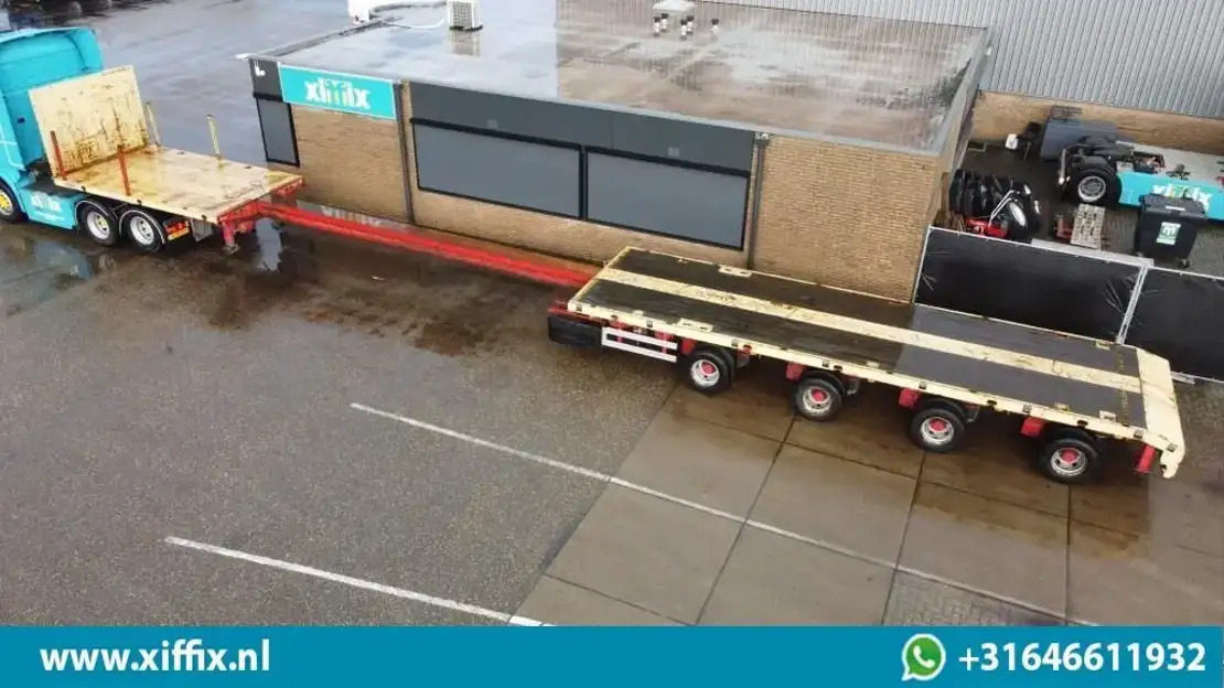ES-GE 4-ass. Vlakke uitschuifbare Mega oplegger / 4x gestuurd / 14129 - Dropside/ Flatbed semi-trailer: picture 1 ES-GE 4-ass. Vlakke uitschuifbare Mega oplegger / 4x gestuurd / 14129 - Dropside/ Flatbed semi-trailer: picture 1