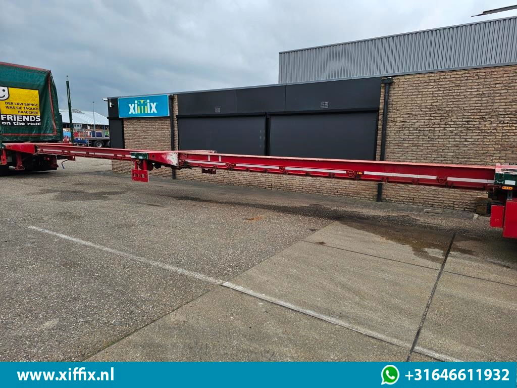 Dropside/ Flatbed semi-trailer Meusburger 3-ass. Vlakke dubbel 2x uitschuifbare oplegger met huifopbouw / 3x ge: picture 9