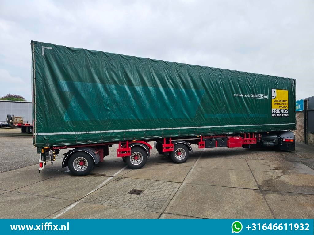 Dropside/ Flatbed semi-trailer Meusburger 3-ass. Vlakke dubbel 2x uitschuifbare oplegger met huifopbouw / 3x ge: picture 7