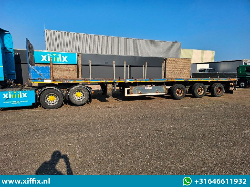 Dropside/ Flatbed semi-trailer Nooteboom 3-ass. Vlakke uitschuifbare oplegger / 3x gestuurd: picture 6