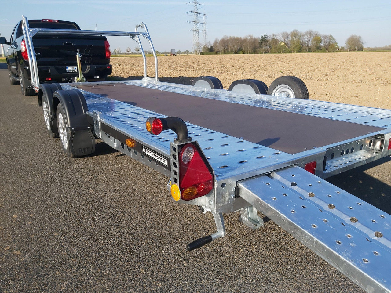 Autotransporter trailer Brian James A4 Transporter 500x200cm blackline Alufelgen easy glide Rampen 240cm Reifenregal 3000kg: picture 7