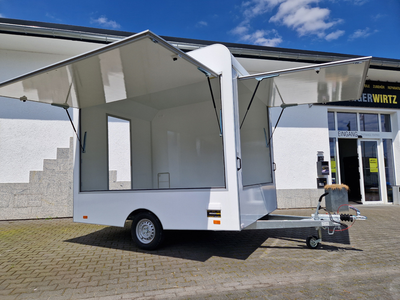 Verkaufsanhänger VK 300 220 aero retro 300x220x230cm 2 Verkaufsklappen rechts & vorn Hecktür 1300kg - Vending trailer: picture 1 Verkaufsanhänger VK 300 220 aero retro 300x220x230cm 2 Verkaufsklappen rechts & vorn Hecktür 1300kg - Vending trailer: picture 1