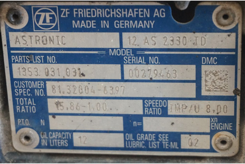 ZF 12AS2330DD TGX 81.32004-6297 - Gearbox for Truck: picture 5 ZF 12AS2330DD TGX 81.32004-6297 - Gearbox for Truck: picture 5