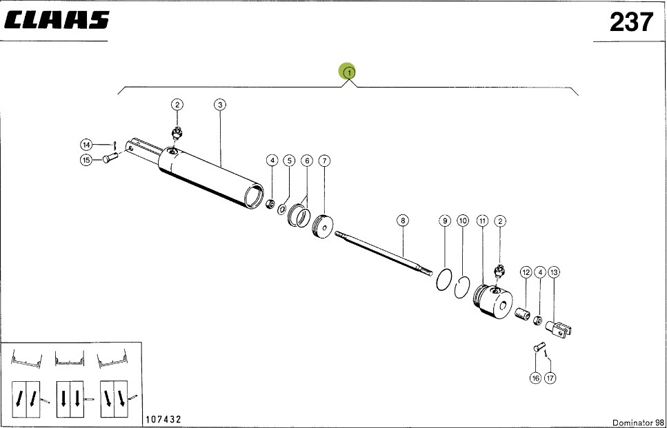 Claas Dominator 98 - siłownik hydrauliczny 0006437840 - Hydraulic cylinder for Agricultural machinery: picture 1 Claas Dominator 98 - siłownik hydrauliczny 0006437840 - Hydraulic cylinder for Agricultural machinery: picture 1