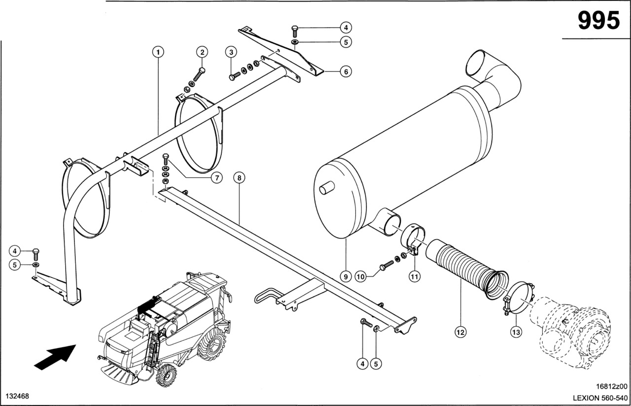 Claas Lexion 560 TŁUMIK 0007980462 (Silnik c6.6, c10, c13; układ wydechowy) - Muffler for Agricultural machinery: picture 1 Claas Lexion 560 TŁUMIK 0007980462 (Silnik c6.6, c10, c13; układ wydechowy) - Muffler for Agricultural machinery: picture 1