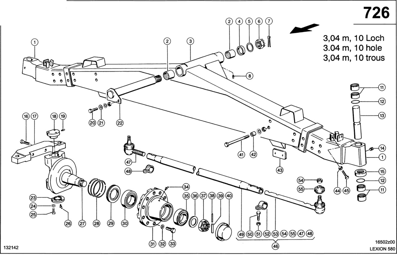 Claas Lexion 580 ZWROTNICA OSI 0007708881 (Oś kierowana; 3,04 m, 10 otworów) - Steering knuckle for Agricultural machinery: picture 1 Claas Lexion 580 ZWROTNICA OSI 0007708881 (Oś kierowana; 3,04 m, 10 otworów) - Steering knuckle for Agricultural machinery: picture 1