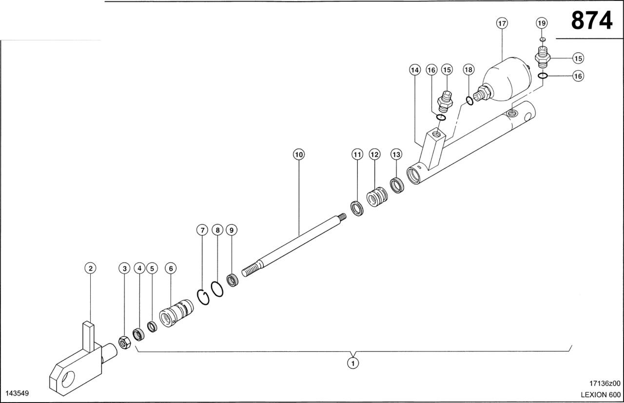 Claas Lexion 600 PIERŚCIEŃ 0000456460 (Siłownik hydrauliczny, pokrywa pokosu) - Hydraulic cylinder for Agricultural machinery: picture 1 Claas Lexion 600 PIERŚCIEŃ 0000456460 (Siłownik hydrauliczny, pokrywa pokosu) - Hydraulic cylinder for Agricultural machinery: picture 1