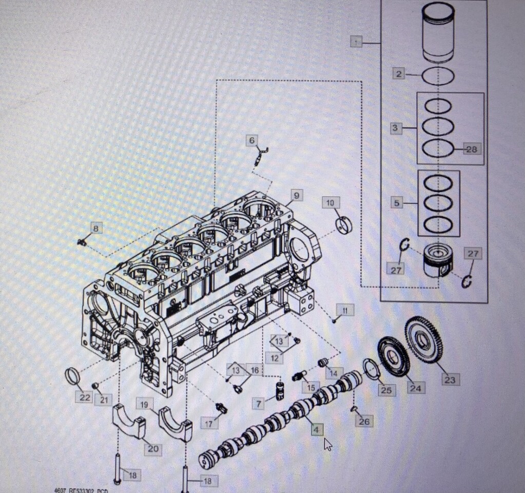 JOHN DEERE R522884/wałek rozrządu/John Deere 8345R 2854 2904 7230R 7250R 8130 8225R 8310R - Camshaft for Agricultural machinery: picture 1 JOHN DEERE R522884/wałek rozrządu/John Deere 8345R 2854 2904 7230R 7250R 8130 8225R 8310R - Camshaft for Agricultural machinery: picture 1
