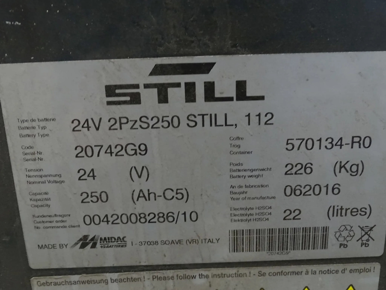 Battery Package - 2 Pcs. - Battery for Material handling equipment: picture 2 Battery Package - 2 Pcs. - Battery for Material handling equipment: picture 2