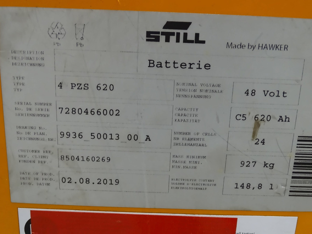 Battery Package 2 pieces - Battery for Material handling equipment: picture 2 Battery Package 2 pieces - Battery for Material handling equipment: picture 2
