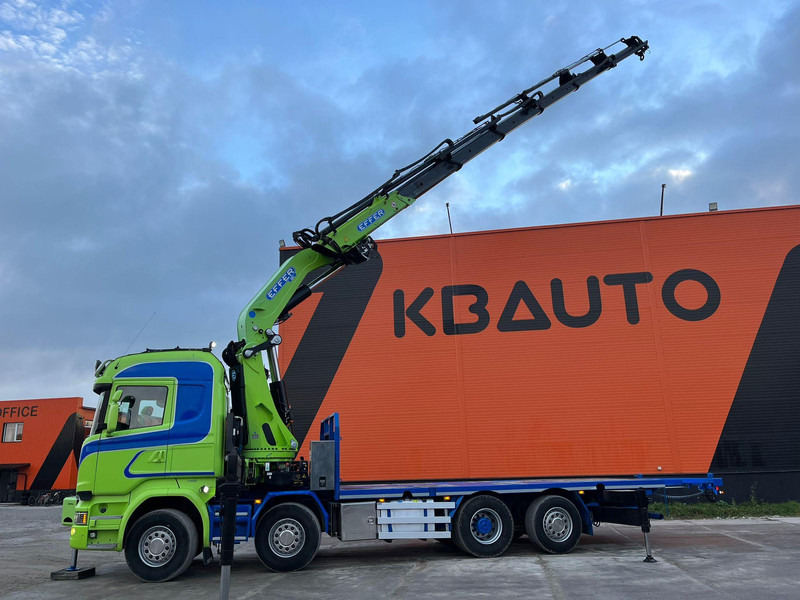 Dropside/ Flatbed truck, Crane truck Scania R 520 8x2*6 EFFER 685/6S / WINCH / JIB CONNECTION / PLATFORM L=6423 mm: picture 9