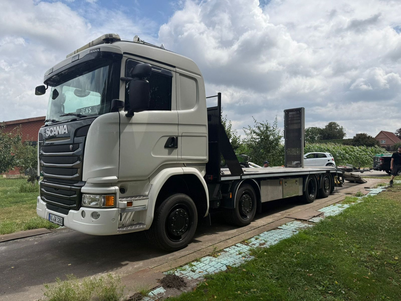 Scania G450 Baumaschinentransporter mit Rampen - Autotransporter truck: picture 1 Scania G450 Baumaschinentransporter mit Rampen - Autotransporter truck: picture 1