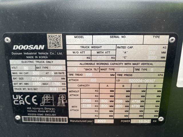 Doosan B25X-7 PLUS - Electric forklift: picture 5 Doosan B25X-7 PLUS - Electric forklift: picture 5