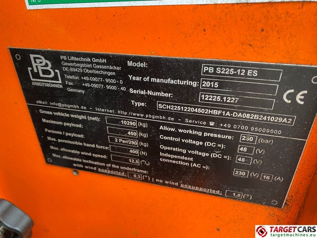 Scissor lift PB Lifttechnik S225-12ES Electric Scissor Work Lift 2250cm: picture 10