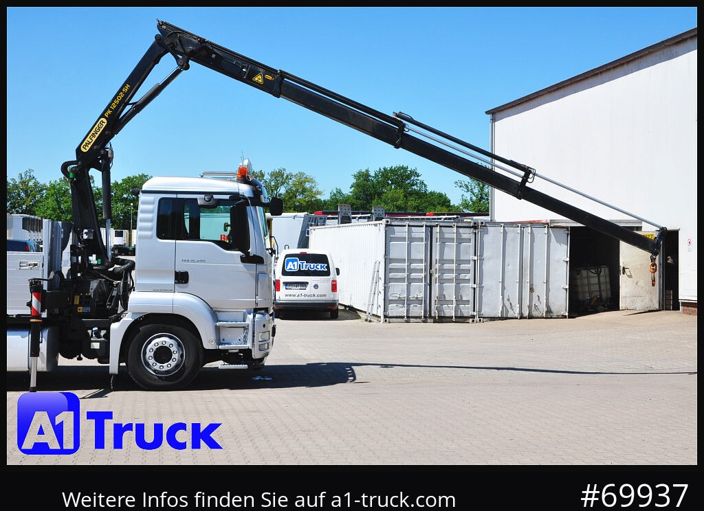 Crane truck, Dropside/ Flatbed truck MAN TGS 18,400 LL, PK12.502  Funk,: picture 13