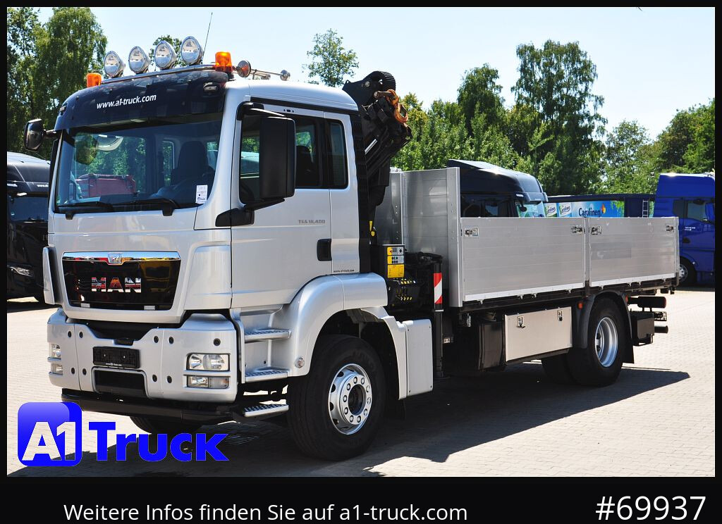 Crane truck, Dropside/ Flatbed truck MAN TGS 18,400 LL, PK12.502  Funk,: picture 12
