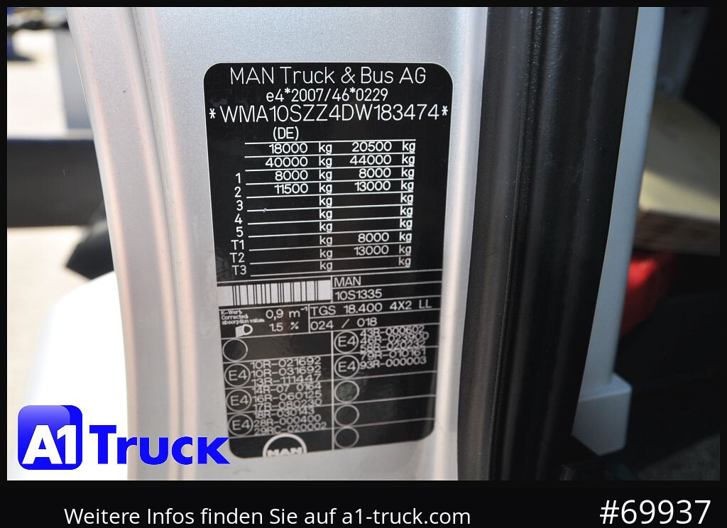 Crane truck, Dropside/ Flatbed truck MAN TGS 18,400 LL, PK12.502  Funk,: picture 7