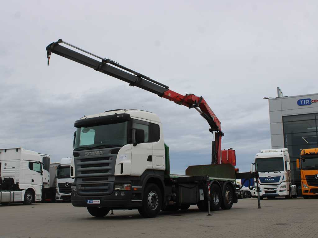Scania R 500, 6X2, EURO 4, OPTICRUISE, HYDRAULIC ARM FASSI F220A.23 - Dropside/ Flatbed truck, Crane truck: picture 1 Scania R 500, 6X2, EURO 4, OPTICRUISE, HYDRAULIC ARM FASSI F220A.23 - Dropside/ Flatbed truck, Crane truck: picture 1