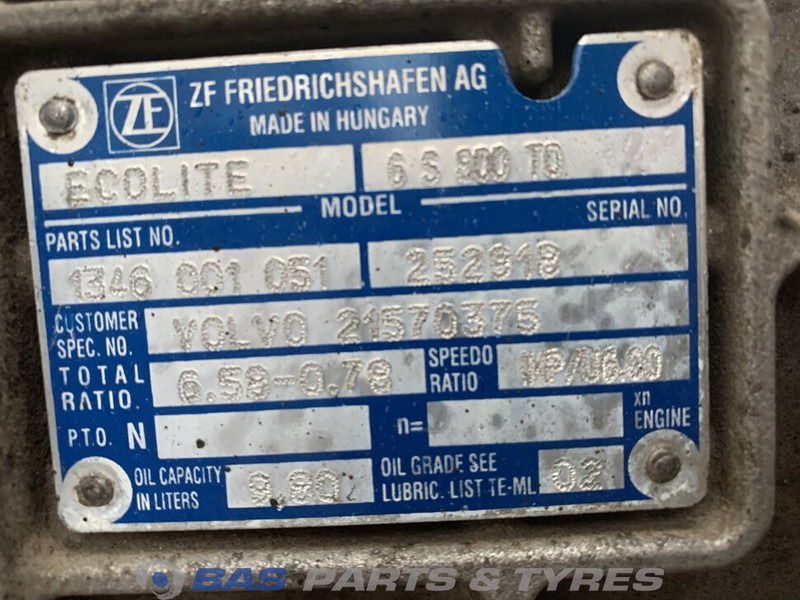 ZF FL Euro 6 Volvo ATO8006 I-Sync Versnellingsbak 6AS800 TO - Gearbox for Truck: picture 5 ZF FL Euro 6 Volvo ATO8006 I-Sync Versnellingsbak 6AS800 TO - Gearbox for Truck: picture 5