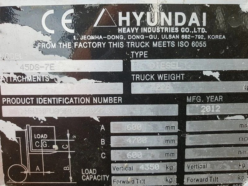 Forklift Hyundai 45DS.7E 7 ton 45DS.7E: picture 13