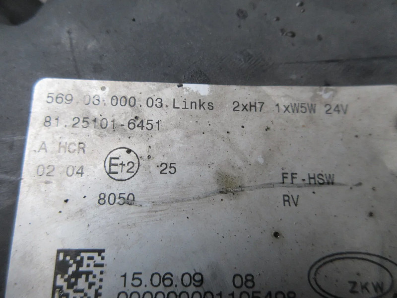 Headlight for Truck MAN 81.25101-6451 LINKS KOPLAMP MAN TGA TGL TGM EURO 3: picture 7