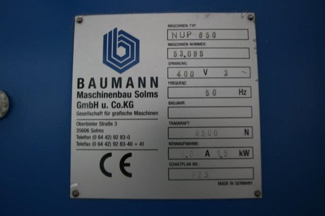Baumann NUP 650 stack lift - Warehouse equipment: picture 2 Baumann NUP 650 stack lift - Warehouse equipment: picture 2
