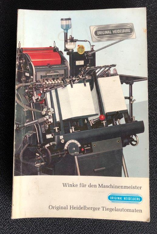 Heidelberg OHT Manual "Winke für den Maschinenmeister" (Hints for the Machine Operator) - Binding machine: picture 1 Heidelberg OHT Manual "Winke für den Maschinenmeister" (Hints for the Machine Operator) - Binding machine: picture 1