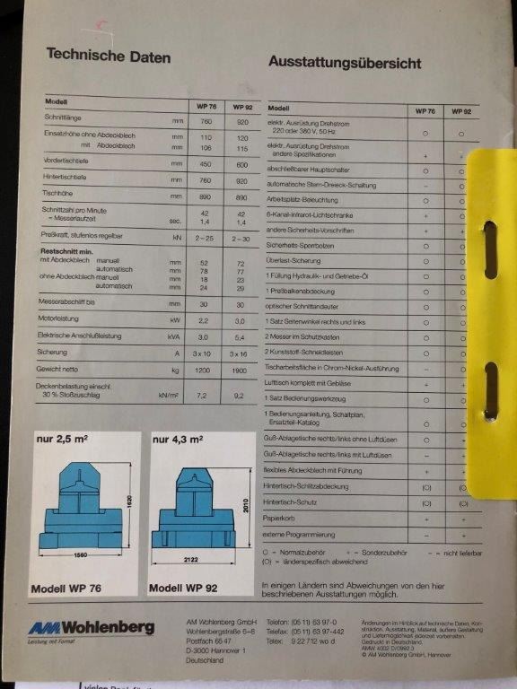 High-speed cutter Wohlenberg WP 76 SPM - Paper cutting machine: picture 3 High-speed cutter Wohlenberg WP 76 SPM - Paper cutting machine: picture 3