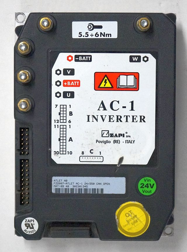 Atlet FZ2007 | Rijregeling Drive controller ZAPI AC1 FZ2007 24/250A can open sn. - ECU for Material handling equipment: picture 1 Atlet FZ2007 | Rijregeling Drive controller ZAPI AC1 FZ2007 24/250A can open sn. - ECU for Material handling equipment: picture 1