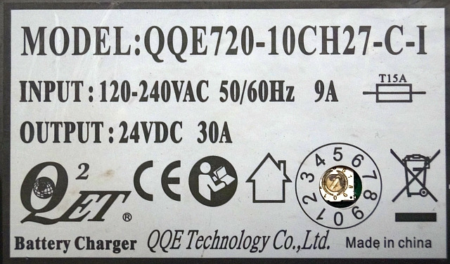 Jungheinrich 51556786 | Charger QQE720-10CH27-C-1 output 24VDC30A input 120-240V Charger QQE720-10CH27-C-1 output 24VDC30A input 120-240Vac 50/60Hz 9A sn. 21290224 - Battery for Material handling equipment: picture 2 Jungheinrich 51556786 | Charger QQE720-10CH27-C-1 output 24VDC30A input 120-240V Charger QQE720-10CH27-C-1 output 24VDC30A input 120-240Vac 50/60Hz 9A sn. 21290224 - Battery for Material handling equipment: picture 2