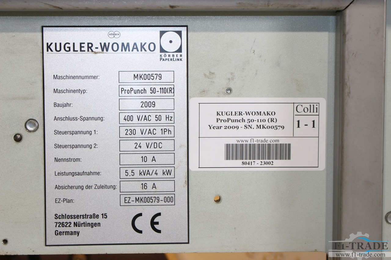 Paper cutting machine KUGLER-WOMAKO ProPunch 50-110 R: picture 6