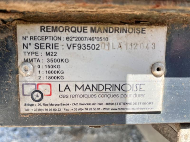 Low loader trailer MANDRINOISE REMORQUE PORTE ENGINS 2 ESSIEUX 3T5 2020: picture 10
